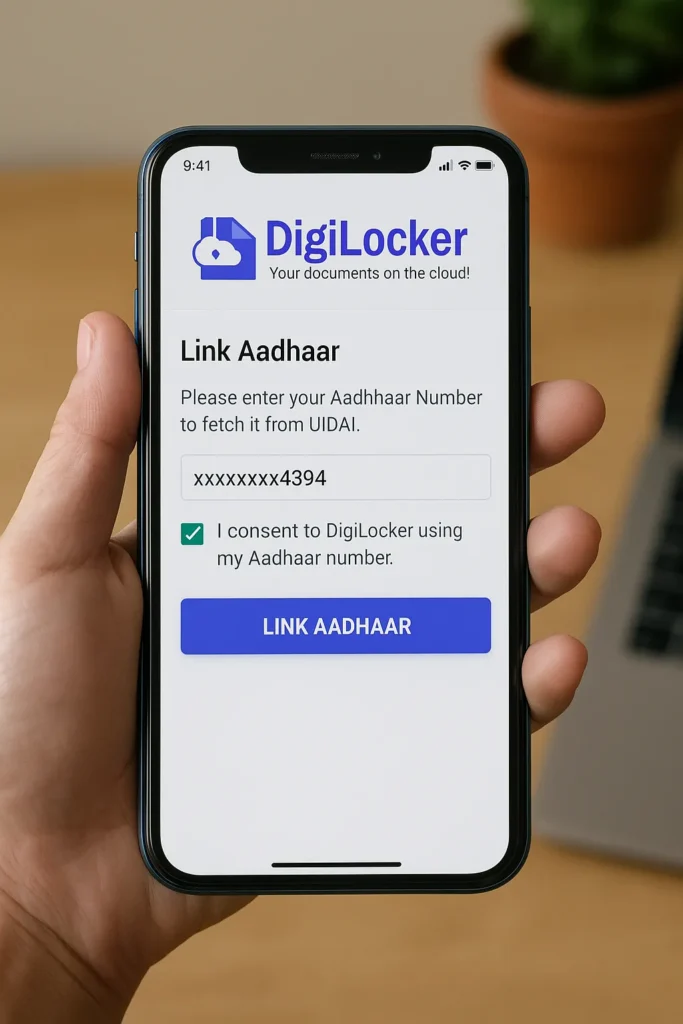 DigiLocker Aadhaar linking process