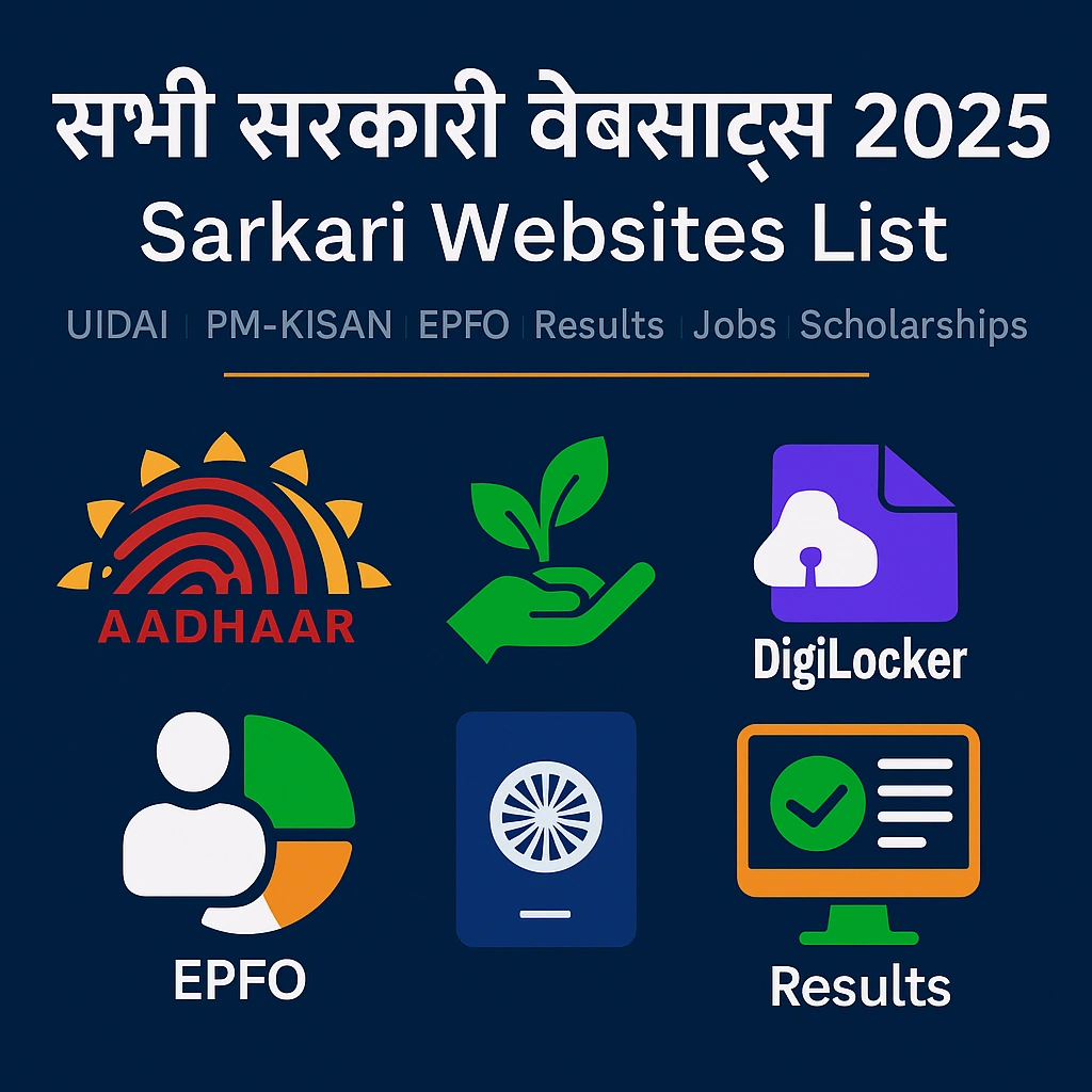 Sarkari Websites List – सरकारी वेबसाइट्स 2025