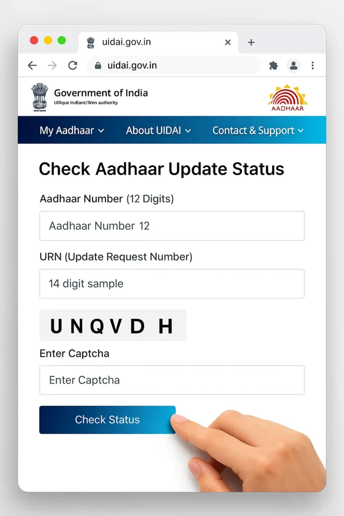 Aadhaar Update Status Check (URN Method)